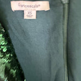 Francescas Womens Green Sequin Jumpsuit Short Sleeve Wide Leg Sz XS