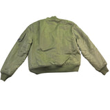 U.S. Army Mens Olive Nylon Bomber Jacket Lightweight Warm Ribbed Cuffs Pockets L