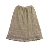 Crochet Beige Cotton Womens Skirt Lined Hand Wash Elastic Waist Philippine Sz 10