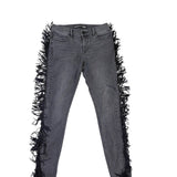 Express Womens Black Fringe-Trim Mid-Rise Legging Jeans Size 4R