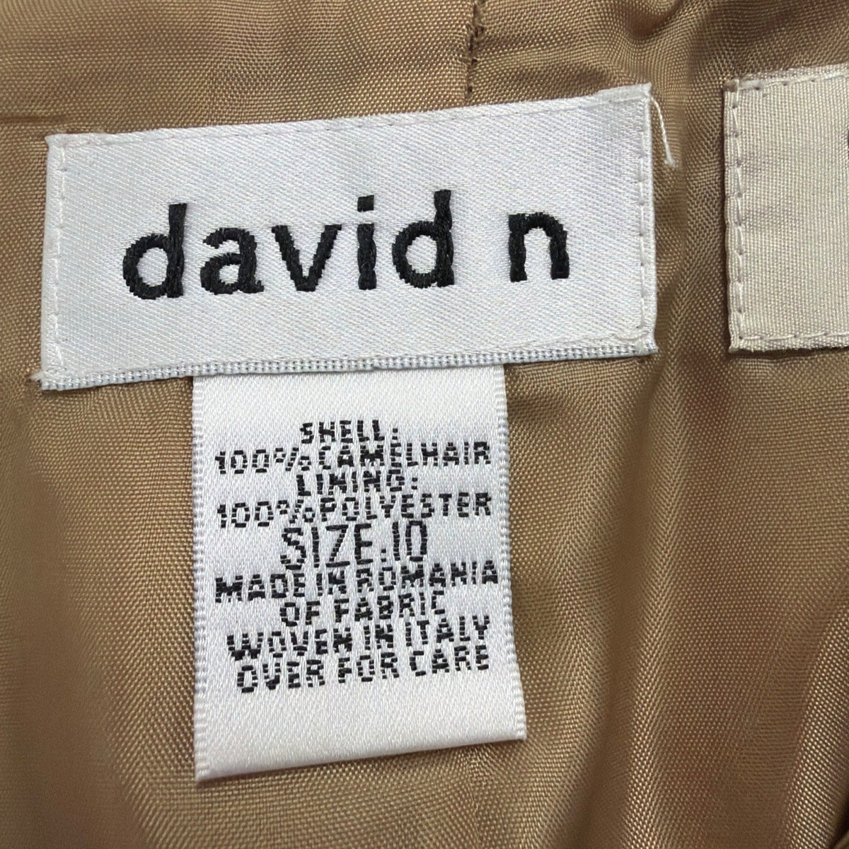 David N Womens Camel 100% Camelhair Knee Length Skirt Made In Romania Size 10