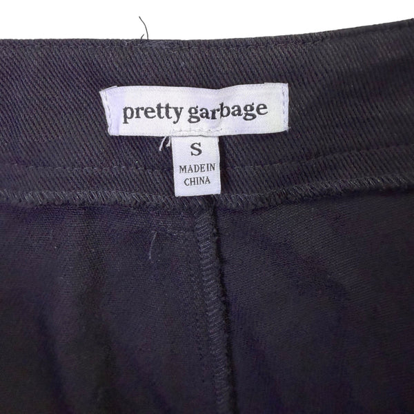Pretty Garbage Womens Black Cotton Wide-Leg Studded Pants With Pockets Size S 