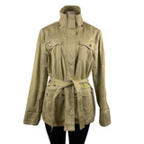 Volcom Women Khaki Cotton/Elastane Jacket Belted Military Style Size L