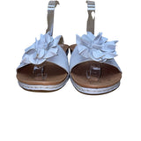 Born Women’s White Leather Flower Detail Slingback Sandals Size 10