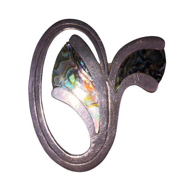 Vintage Taxco Sterling Silver Abalone Brooch Womens Jewelry Handcrafted Mexico 