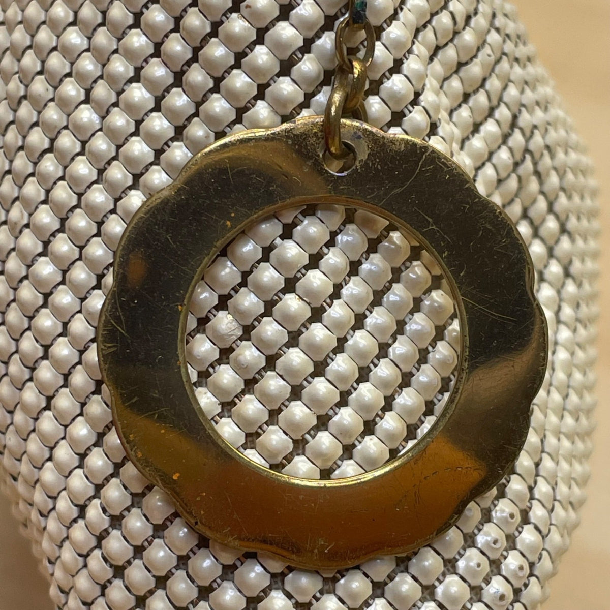 Whiting & Davis Made In USA Women’s White Mesh Vintage Evening Clutch Bag