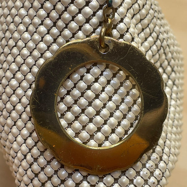 Whiting & Davis Made In USA Women’s White Mesh Vintage Evening Clutch Bag