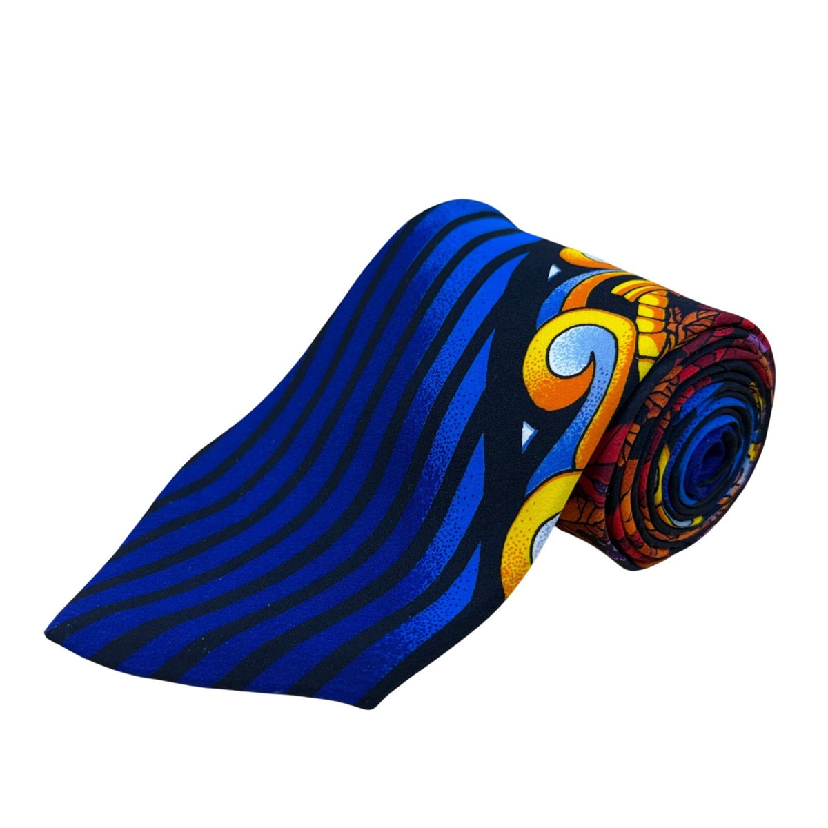 Rush Limbaugh No Boundaries SilBlue & Multi-Color Silk Tie Abstract Leaf Striped