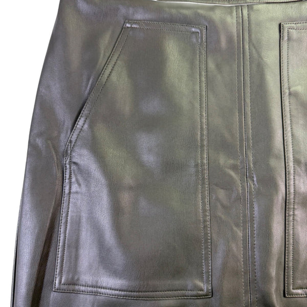 Loft Petites Womens Dark Olive Faux Leather Mini Skirt Size 4P Chic