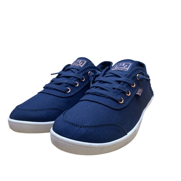 Bobs By Skechers Women’s Navy Blue Canvas Lace-Up Memory Foam Sneakers Size 7.5