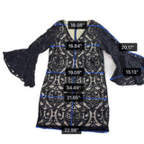 MSK Womens Black Lace Bell Sleeve Dress Polyester Blend Size 16