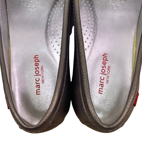 Marc Joseph Women’s Gary Pewter Grainy Leather Grand St Loafers Size 8