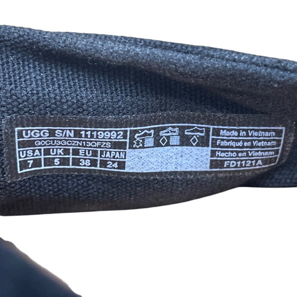 UGG Womens Black Fabric Wedge Sandals Bow Ankle Strap Espadrille Design Size 7
