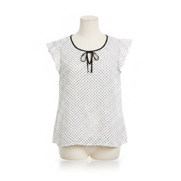 Torrid Womens White & Black Polyester Polka Dot Flutter Sleeve Top Size 3