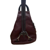 Women’s Burgundy Leather Multiple Compartments Sling Adjustable Straps Backpack