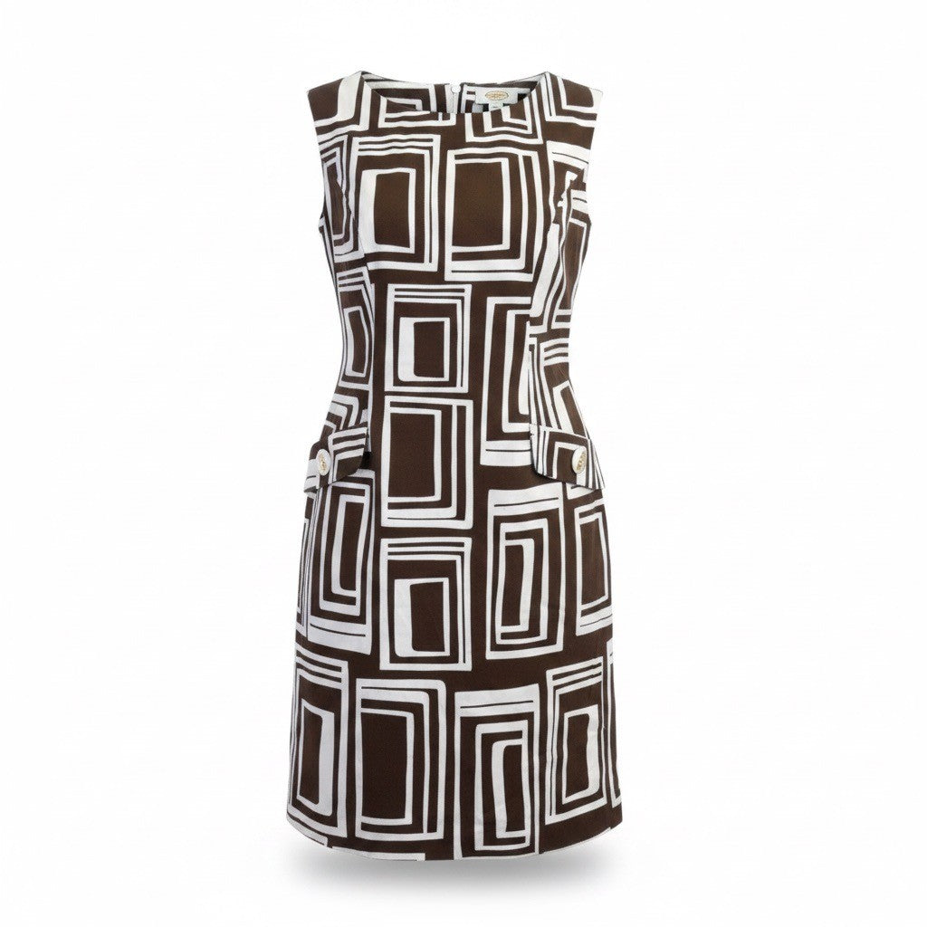 Talbots Womens Brown/White Geometric Print Sheath Dress Size 6