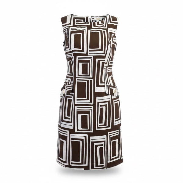 Talbots Womens Brown/White Geometric Print Sheath Dress Size 6
