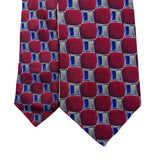Nordstrom Mens Red & Blue Silk Geometric Patterned Neck Tie Handmade In USA