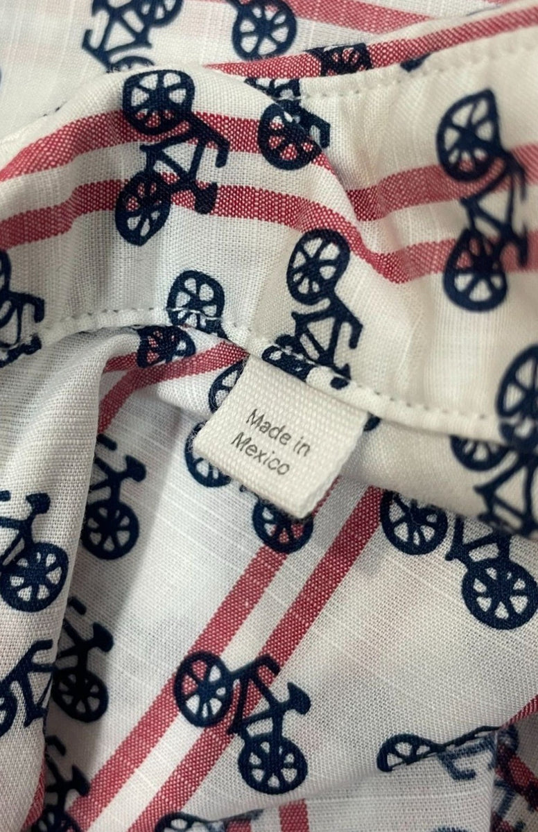Grayson Women's Bycicle Print Longsleeve Dress Shirt Sz 2 New