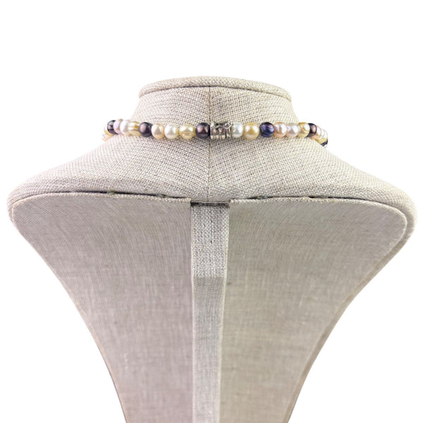 Pasina Womens Multicolor Freshwater Pearl Necklace Modern Bead Design