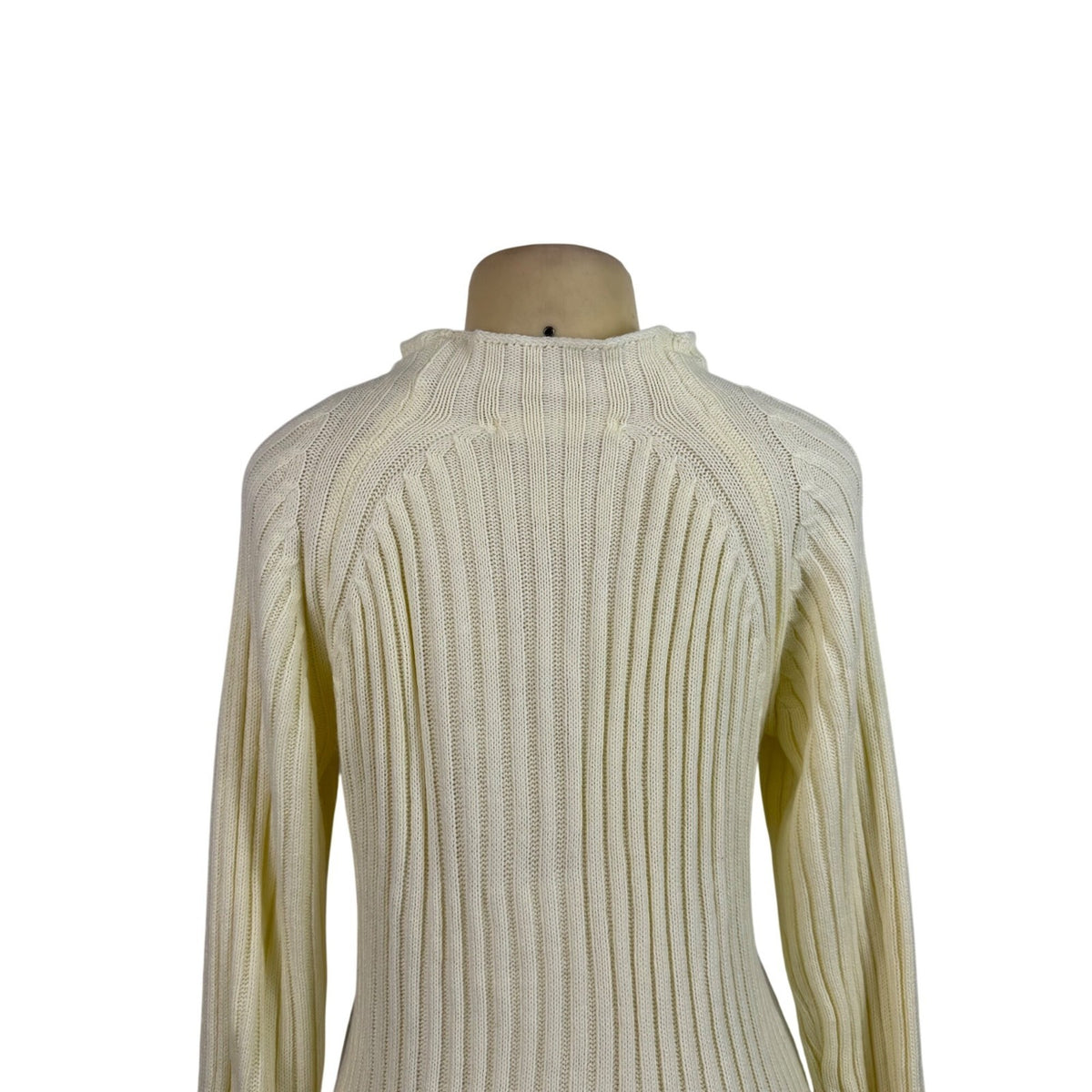 Queens Street Womens Cream Ribbed Knit Long Sleeve Midi Sweater Dress Size OS