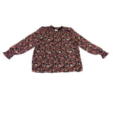 Loft Womens Black & Pink Paisley Print Long Sleeve Smocked Top Size XL