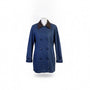 Dressbarn Womens Blue Denim Double-Breasted Jacket With Contrast Collar 