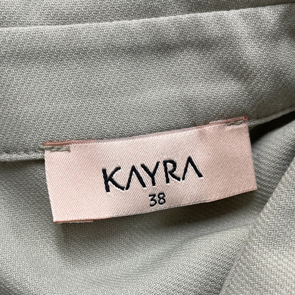 Kayra Womens Green Multicolor Striped Shirt Dress Long Sleeve Size 38