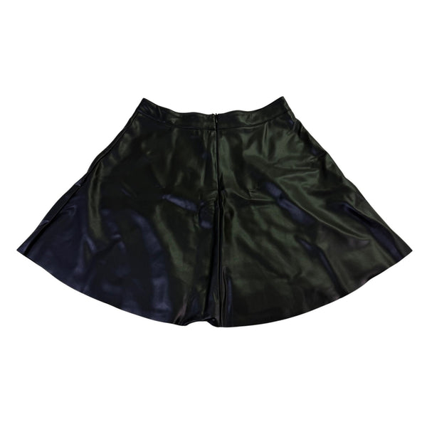Idem Ditto Womens Black Skater Skirt Flared Faux Leather Size S