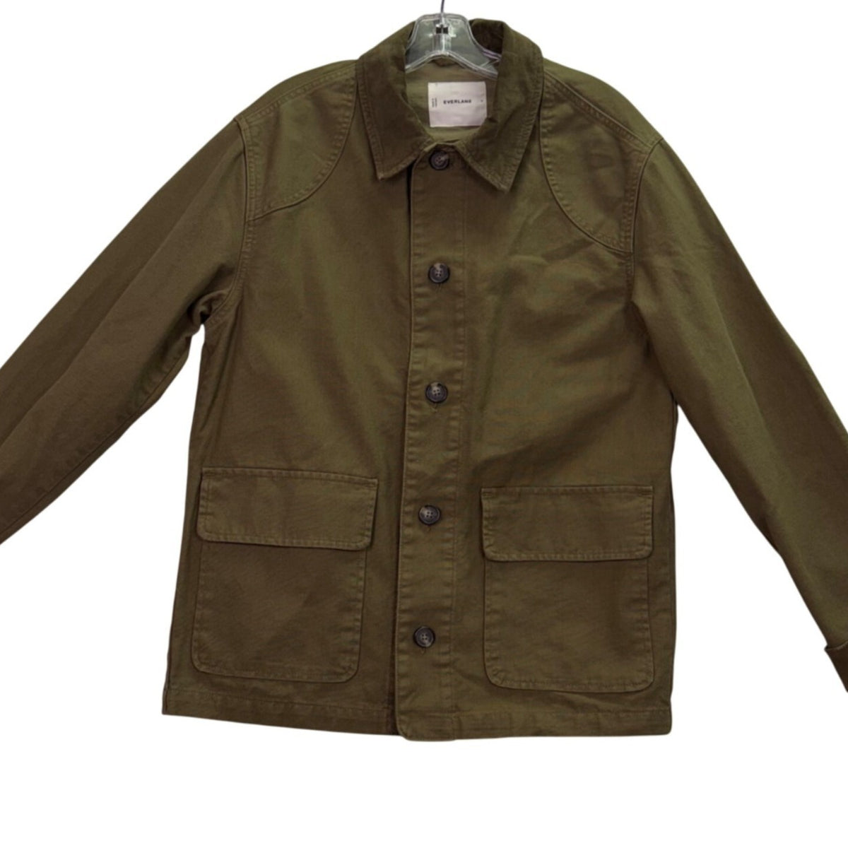 Everlane Mens Olive Green Organic Cotton Utility Jacket Button Up Sz S
