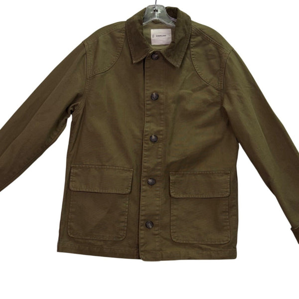 Everlane Mens Olive Green Organic Cotton Utility Jacket Button Up Sz S