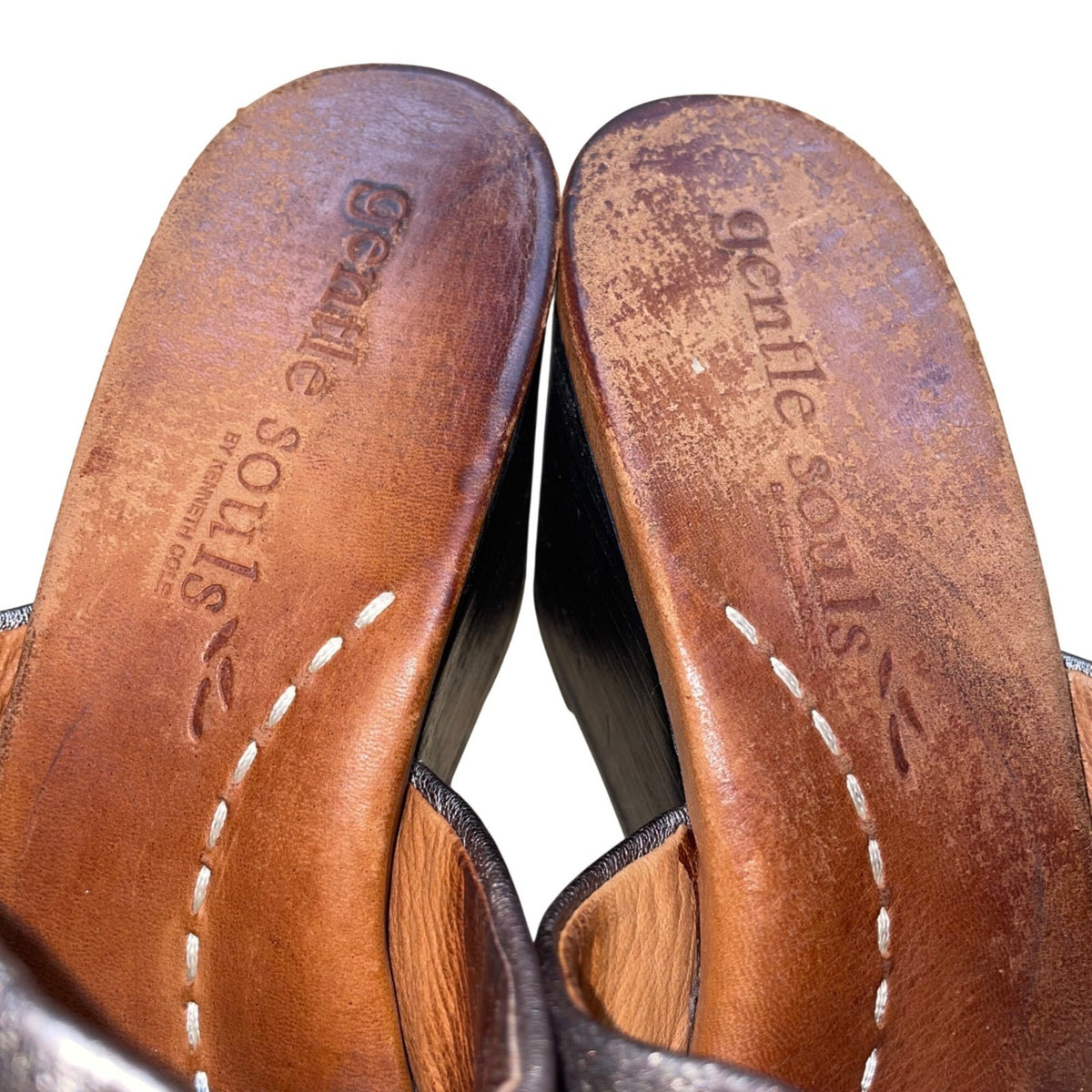 Gentle Souls Women’s Golden Brown Leather Gabe-Olicious Wedge Sandals Size 7.5M