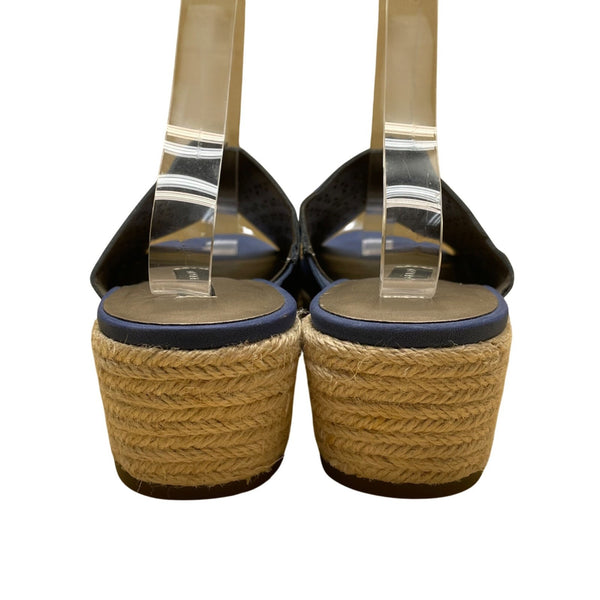 Array Women’s Blue Perforated Espadrille Wedge Sandals Size 10N