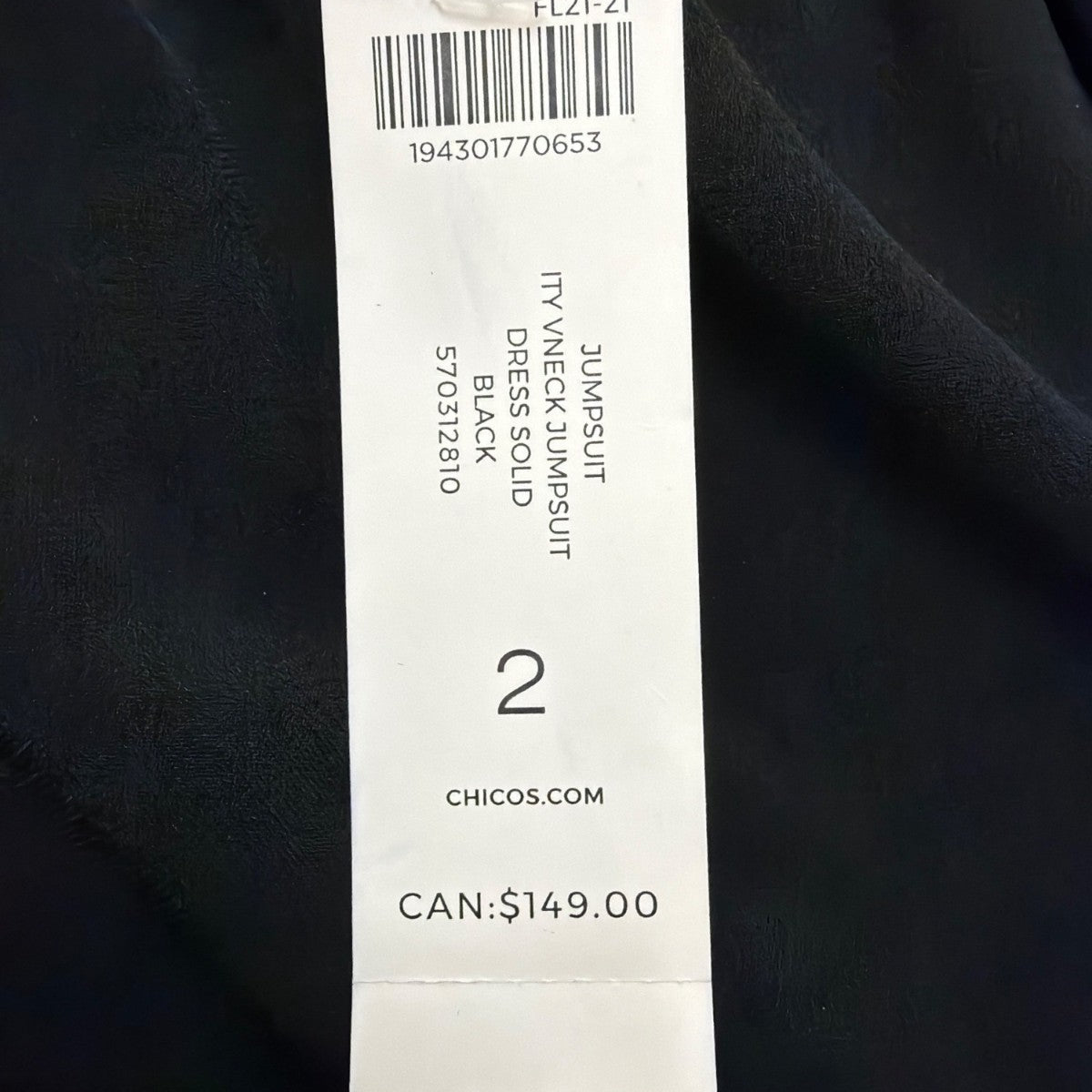 Chicos Womens Black Faux-Wrap Tie-Belt Jumpsuit Size 2 (12/14 )
