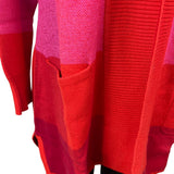 Isaac Mizrahi Live Open Front Cardigan Sweater Womens Pink & Red Knit Size S