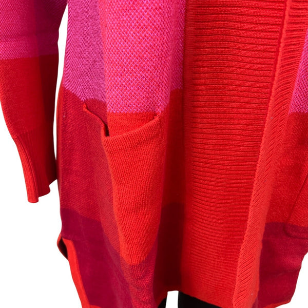 Isaac Mizrahi Live Open Front Cardigan Sweater Womens Pink & Red Knit Size S