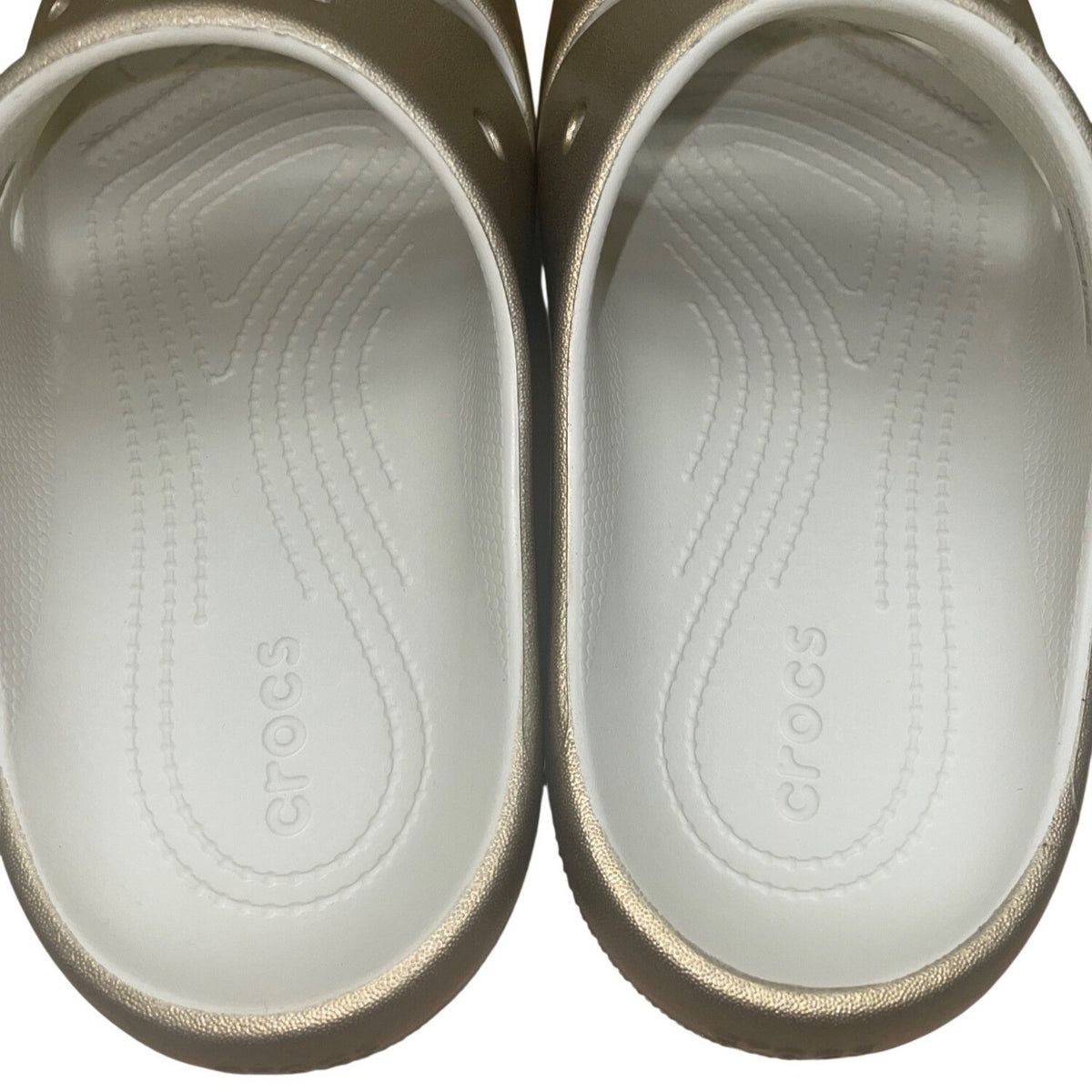 Crocs Unisex Metallic Gold Two-Strap Slip-On Comfort Slides Size M9/W11