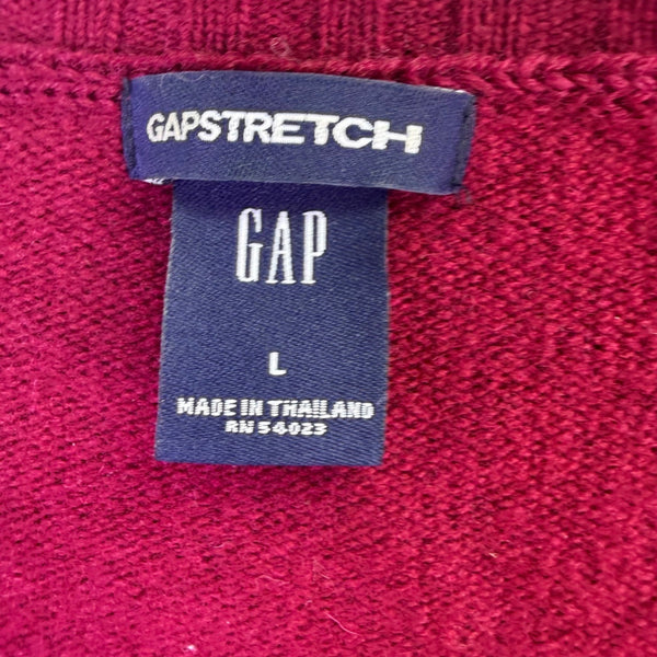 Gap Womens Red Wool V-Neck Sweater Stretch Fit Simple Design Durable Warm Sz L