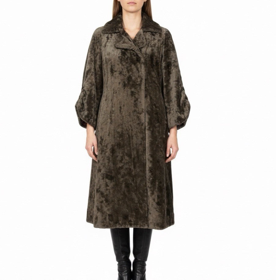 Rebecca Taylor Womens Brown Faux Fur Coat With Satin Lining Winter Luxury Size 4