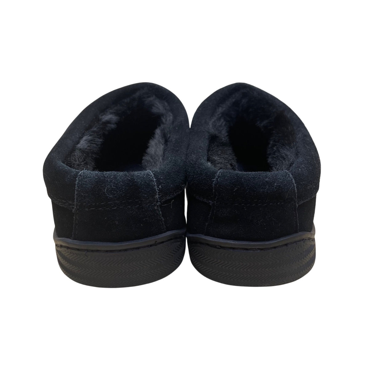 My Slippers Men’s Black Leather Faux Fur Lined Slip-On Clogs Size 13