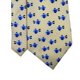 Banana Republic Mens Yellow Silk Tie With Blue Fish Print