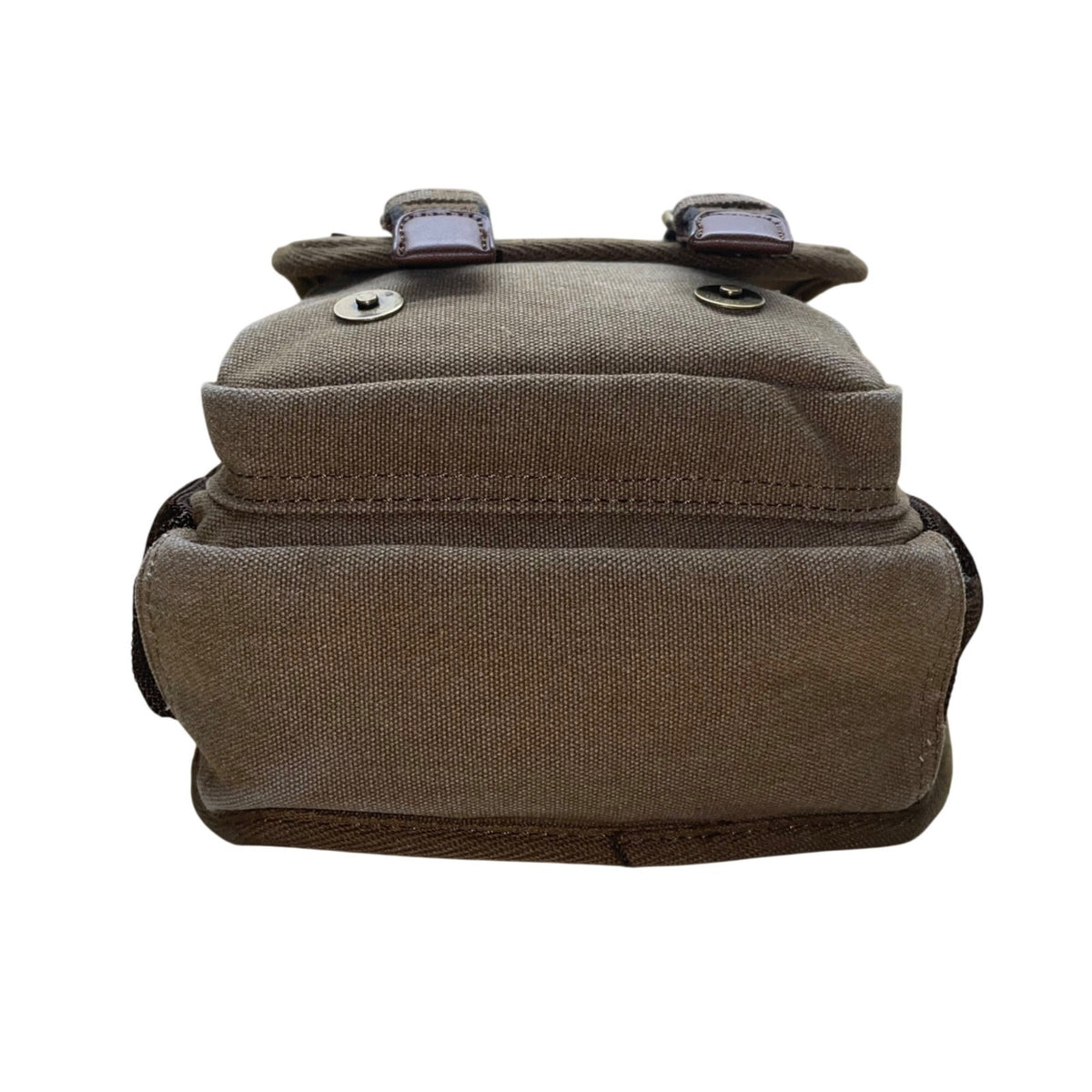 Kaukko Unisex Brown Canvas & Leather Adjustable Crossbody Strap Messenger Bag