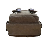 Kaukko Unisex Brown Canvas & Leather Adjustable Crossbody Strap Messenger Bag