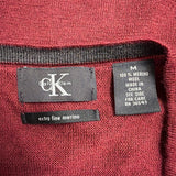 Calvin Klein Mens Red Merino Wool V-Neck Sweater Classic Fit Lightweight Size M