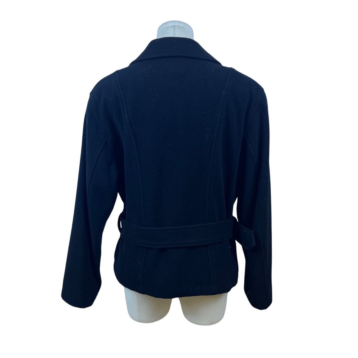 Classiques For Nordstrom Womens Black Wool Nylon Moto Jacket Belted Size M