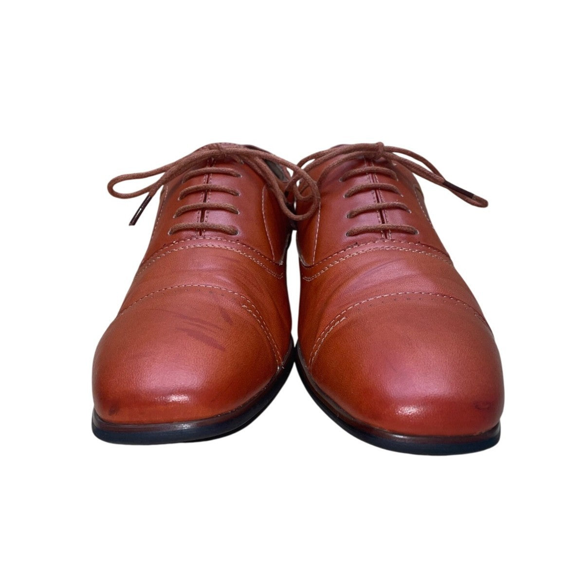 Ferro Aldo Men’s Cognac Leather Lined Lace Up Oxford Dress Shoes Size 7