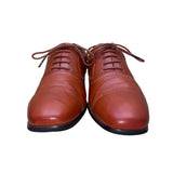 Ferro Aldo Men’s Cognac Leather Lined Lace Up Oxford Dress Shoes Size 7
