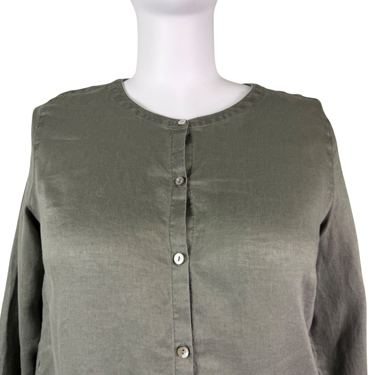 J.Jill Womens Green Linen Button-Down Long Sleeve Top Casual Lightweight Size XL