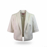 Isaac Mizrahi Live Womens Off-White Faux Leather Cropped Jacket US Size 16