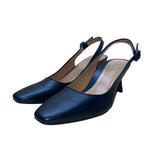 Women’s Black Leather Perris Slingback Heels Size 9.5